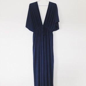Navy Empire Waist Maxi Dress